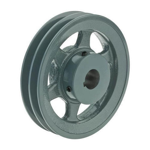 Silver Mild Steel Round Shape Flat Belt Pulley For Industrial Use