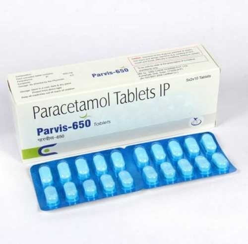 Parvis 650 Paracetamol Tablets IP - Blister Pack, 1x10 Pieces, Adult Use, White Solid Tablets, Anti-Viral Treatment