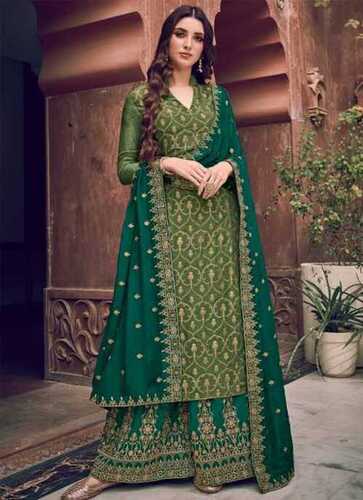 White Salwar Suit For Casual Wear Occasion In Green Color And Full Sleeve