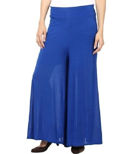 Blue  Cotton Plain Ladies Palazzo 