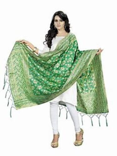 Attractive And Stylish Traditional Look Lovely Flower Pattern Fancy Designer Green Dupatta