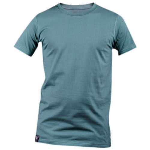 O Neck Collar Short Sleeves Plain Pattern Pure Cotton Sky Blue T Shirt For Men