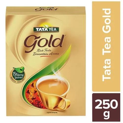 Pack Of 250 Gram Rich Dried Long Leaves Strong Aromatic Tata Gold Tea 