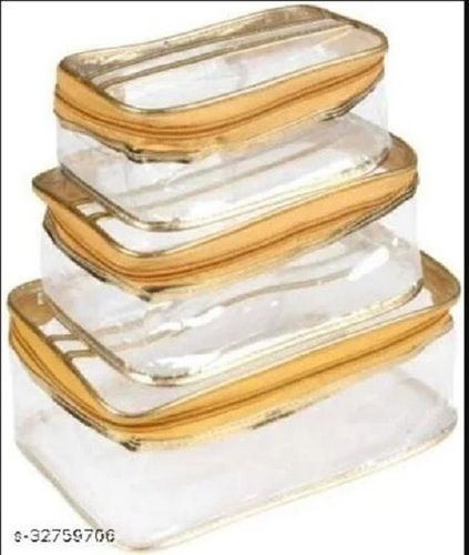 Plain Transparent And Golden Rectangular Lightweight Jewellery Box