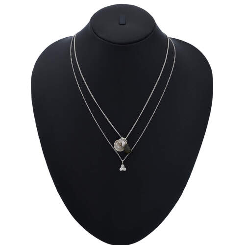 Sivyaa Triangle Shaped Bezel Semi Precious Stone Drop Pendant Chain Necklace