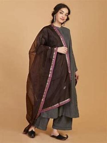 Stylish And Attractive Lightweight Full Length Pure Soft Cotton Fabric Printed Designer Brown Dupatta