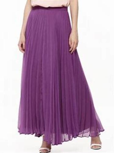 Chiffon Stylish And Comfortable Easy To Wear Full Length Cozy Casual And Fashionable Ladies Purple Skirt 