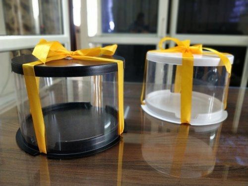 Transparent Round Cylindrical PS And PET Cake Box