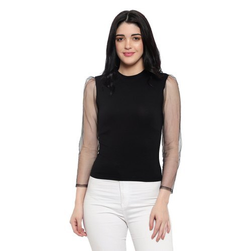 Washable And Breathable Round Neck Full Sleeves Ladies Fancy Cotton Top