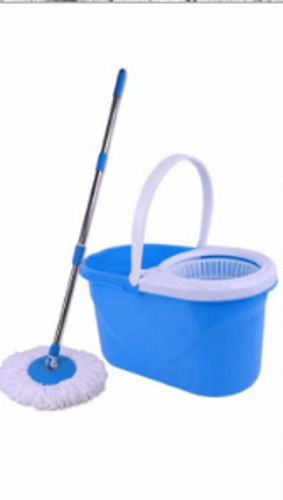 White And Blue Long Lasting Unbreakable Venus Spin Mop With Bucket