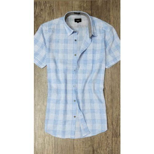 Casual Wear Comfortable Check Printed Cotton Half Sleeves Men Shirt