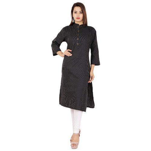 Black Full Sleeve Women Cotton Kurtis