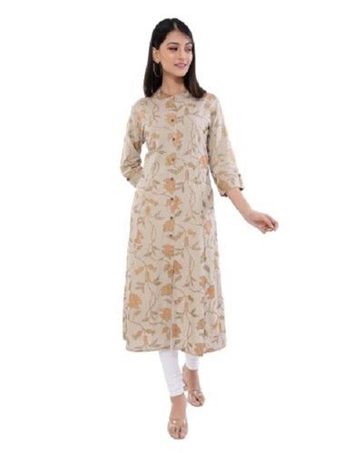 Ladies Collar Neck Printed Cotton Kurti