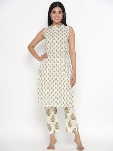 Ladies Comfortable Sleeveless Breathable Cotton Printed Kurtis