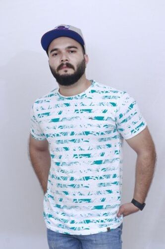 पुरुषों के लिए व्हाइट राउंड नेक शॉर्ट स्लीव सॉफ्ट और आरामदायक वॉशेबल प्रिंटेड टी-शर्ट