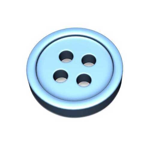 Round Polyester Button In Polyester Material And Blue Color, 4 Hole