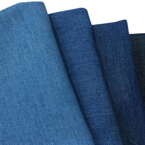 प्लेन स्टाइल और पैटर्न और वॉशेबल फ़ीचर के साथ ब्लू स्ट्रेच डेनिम जींस फ़ैब्रिक