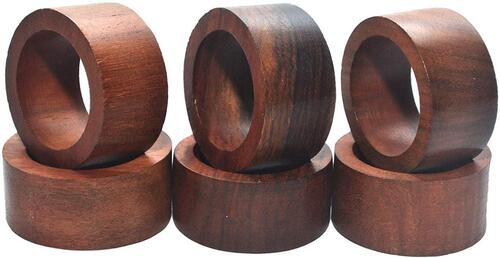टर्मिनेट प्रूफ और बनाए रखने में आसान गोल भूरे रंग की लकड़ी की नैपकिन रिंग