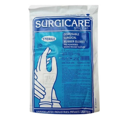 White Disposable Pre Powered Sterilized Rubber Surgical Gloves