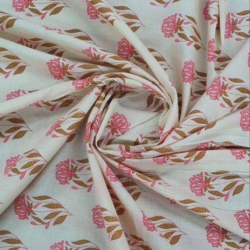 Multicolor 150 Gram, Washable 44 Inch Width Floral Printed Soft Cotton Fabric 