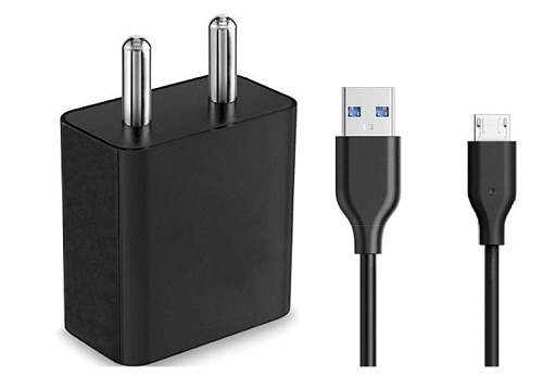 Black Plastic & Rubber Body Mobile Charger - 1 Amp Output, 5V Power Delivery | Compact, Lightweight Design for Travelers, Easy to Clean