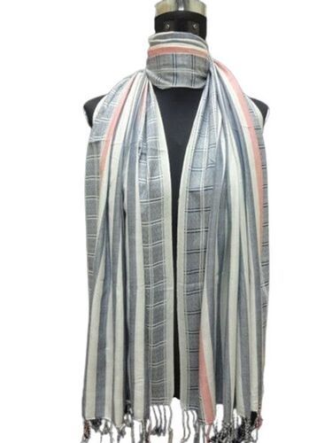 Gray Checked Pattern Cotton Stoles