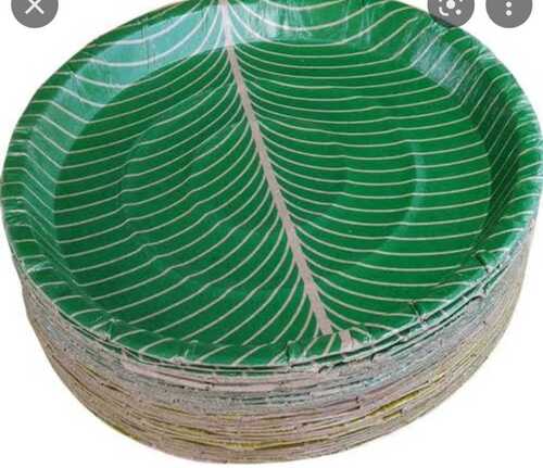 Disposable Paper Plate Usage For Events And Parties, Round Shape And Green Color