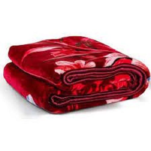 Red Printed Mink Floral Woolen Blanket 