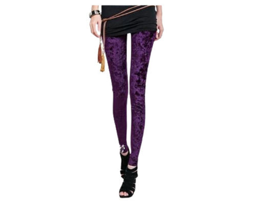 Ankle Length Lycra Printed Leggings - Color: Purple And Black