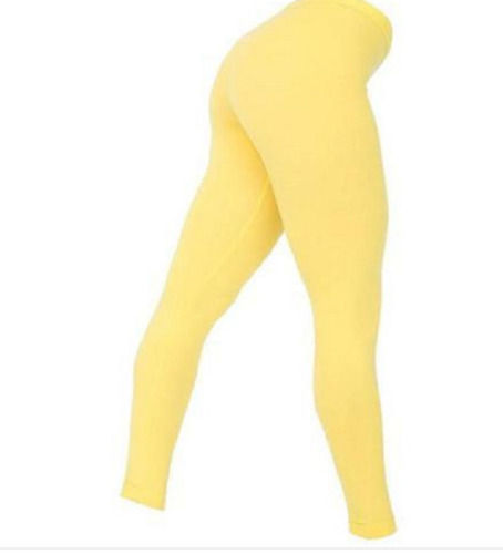 Ankle Length Slim Fit Plain Lycra Leggings - Color: Yellow