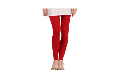 Cotton Lycra Leggings  - Color: Red