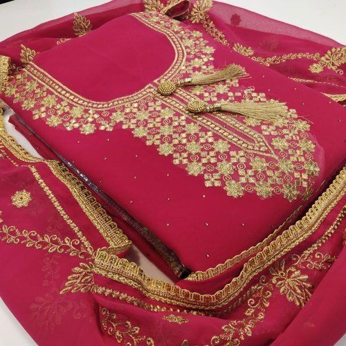 Pink Casual Wear Embroidered Pattern Unstitched Ladies Suit 