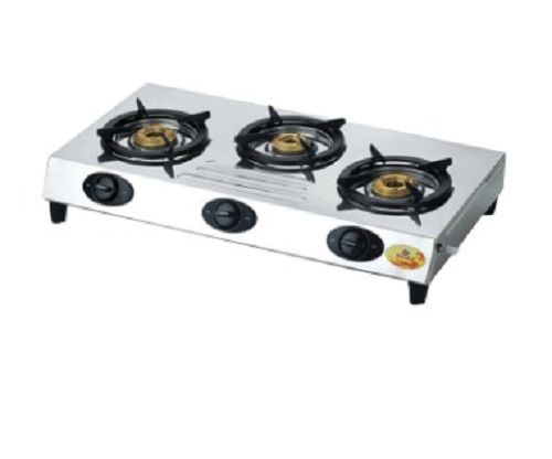 Rectangle Stainless Steel Silver And Black Bajaj 3 Burner Gas Stove Application: Plant Growth