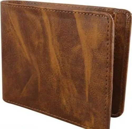 7 Inch Size Brown Plain And Folded Leather Mens Wallet