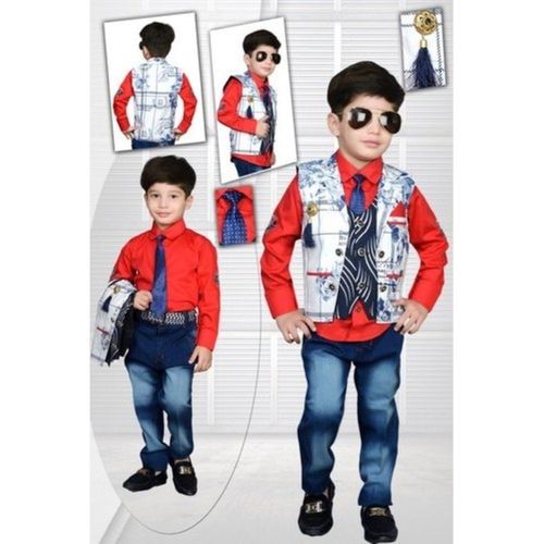 Attractive And Partywear Colorful Three Piece Suit For Kids Lightweight And Comfortable