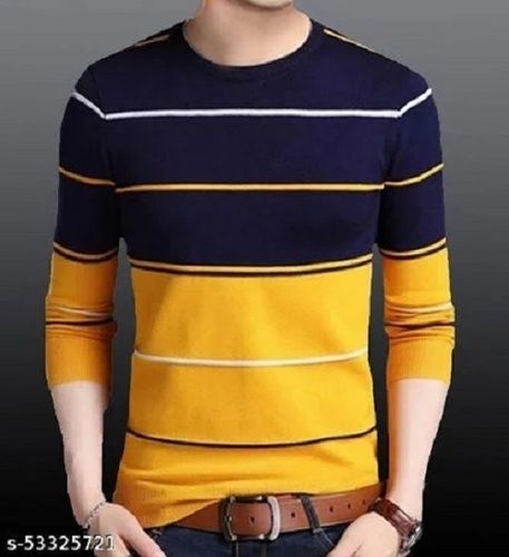 Comfortable And Easily Washable Casual Wear Round Neck Men Full Sleeves T Shirt 