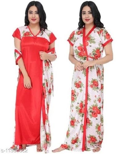 Easily Washable And Breathable Flower Printed Pattern Nighties