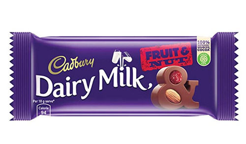 Pack Of 80 Gram Sweet Taste Cadbury Dairy Milk Fruit And Nut Chocolate Bar