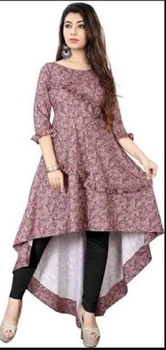 Printed Washable And Comfortable Party Wear Cotton Fabric Ladies Designer Kurti 