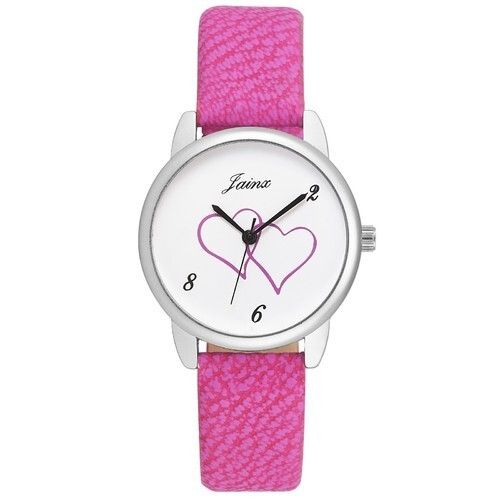 Round White Dial Watch For Women And Girls Color Of Band: Pink