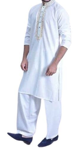 White Smooth Texture Designer Pathani Suits