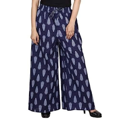 Blue Stylish And Comfortable Rayon Fit Ladies Palazzo Pant For Casual Wear