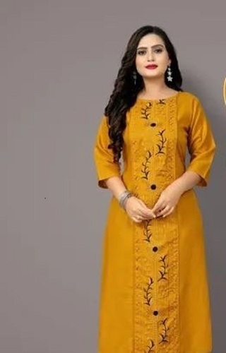 धोने योग्य और आरामदायक कॉटन फ़ैब्रिक कैज़ुअल वियर एम्ब्रॉयडरी की हुई कॉटन कुर्ती