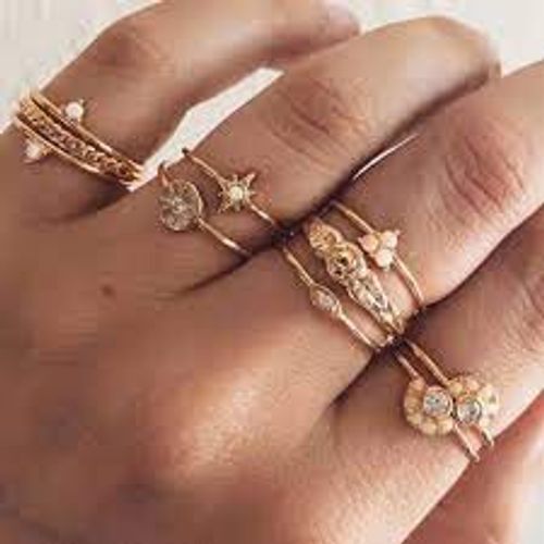 Party 100 Gram Weight Multi Sized Safe Women Design Finger Rings Set