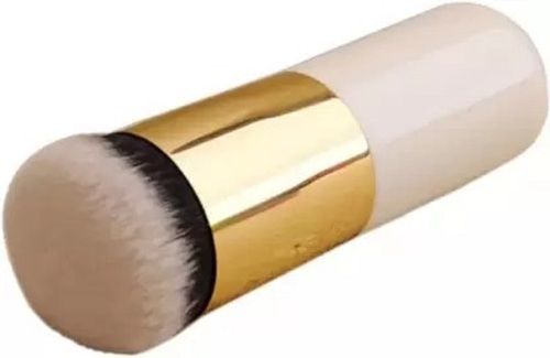 White And Golden 5 Inches Long Smooth Bristle Polyvinyl Chloride Plastic Handle Blush Brush