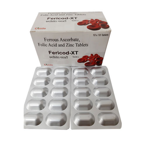 Fericod-xt फेरस एस्कॉर्बेट, फोलिक एसिड और जिंक सल्फेट टैबलेट्स