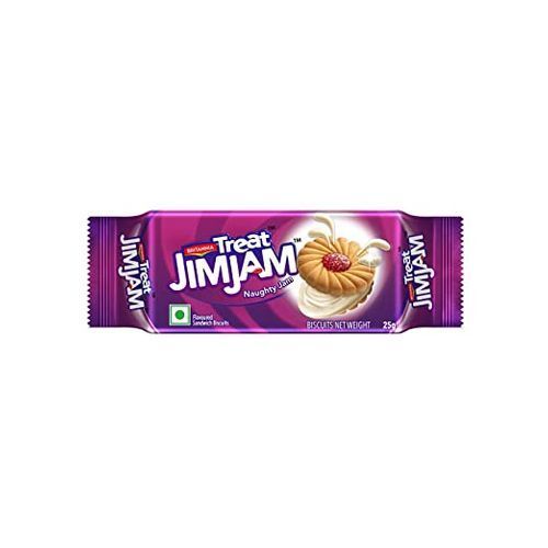 Fresh Healthy And Sweet Creamy Britannia Treat Jim Jam Cream Biscuits, 25g