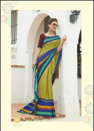Light Weight And Easily Washable Plain Pattern Cotton Saree 