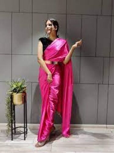 Ethnic Stylish And Comfortable Cotton Silk Plain Pink Sarees For Woman