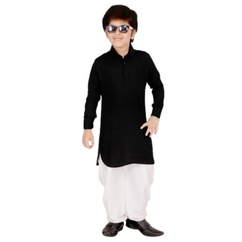 Stylish Fashionable Cotton Plain Full Sleeves Kurta Pajama Pathani Suit Age Group: 5 - 10